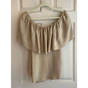 Zara Off-the-Shoulder Ruffle Blouse Bardot neckline Size M.